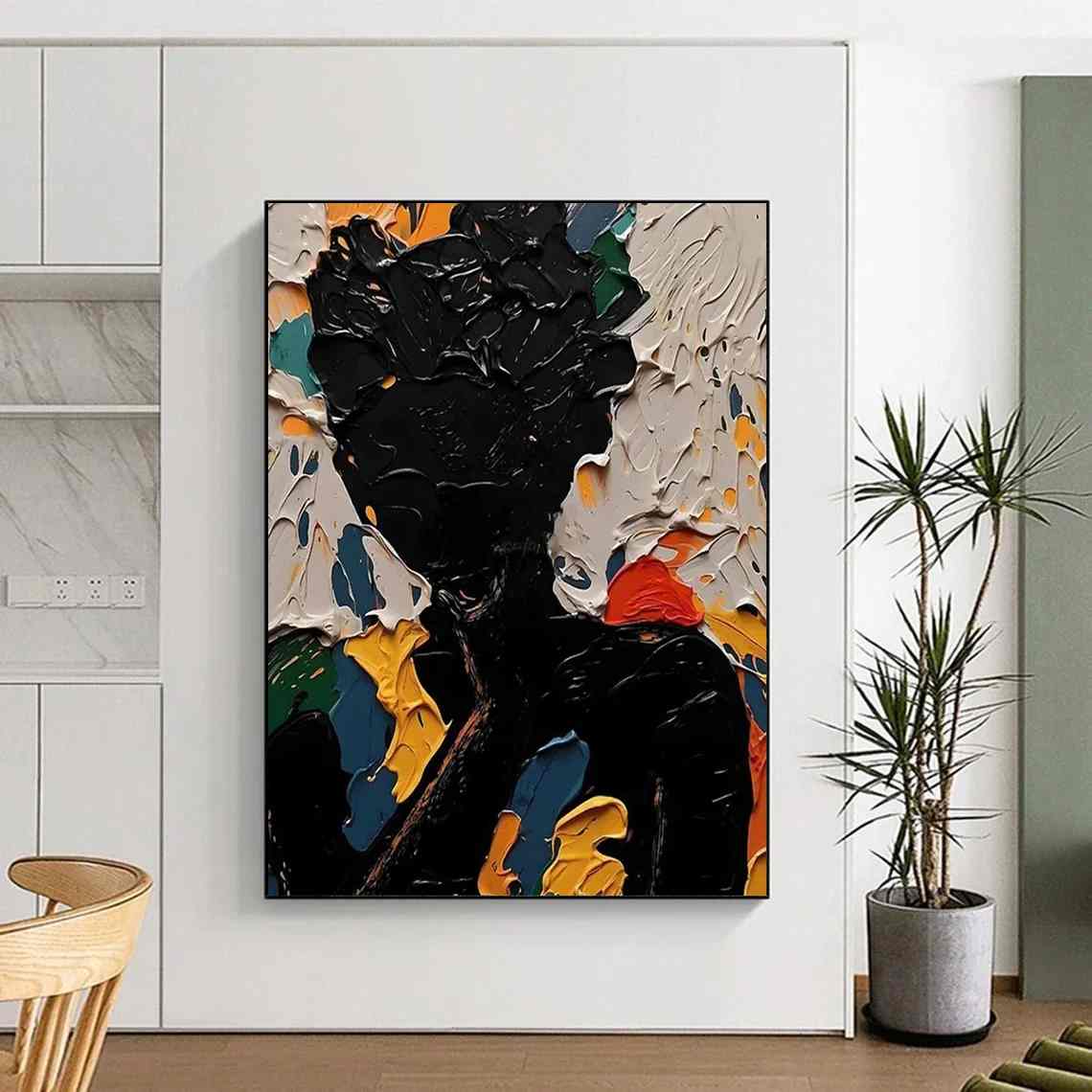 Green Figure Bold giant canvas for staircase wall